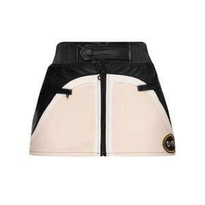 Waydamin | Sports Moto Mini Skirt Zip Up Faux Leather Skirt‎ with Faux Pockets